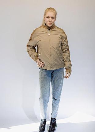 Куртка бомбер демисезонная camille бежевая s-2xl(кд-b-676)7 фото