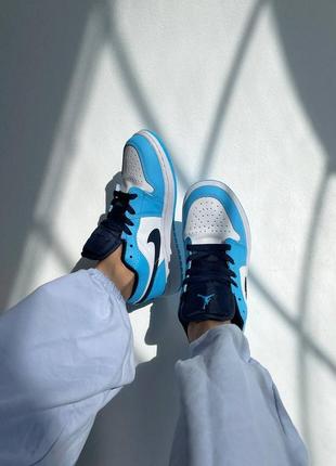 Жіночі кросівки nike air jordan 1 retro low “university blue”/ женские кроссовки найк аир джордан/  голубые8 фото