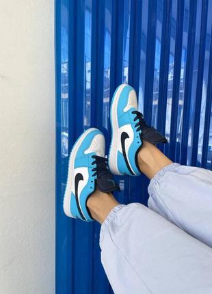 Жіночі кросівки nike air jordan 1 retro low “university blue”/ женские кроссовки найк аир джордан/  голубые5 фото