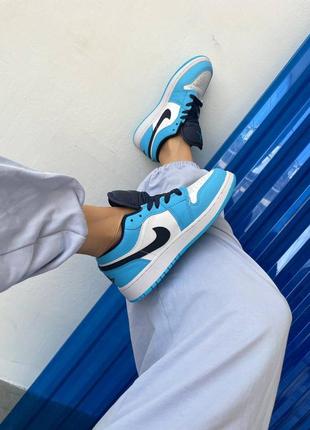Жіночі кросівки nike air jordan 1 retro low “university blue”/ женские кроссовки найк аир джордан/  голубые4 фото
