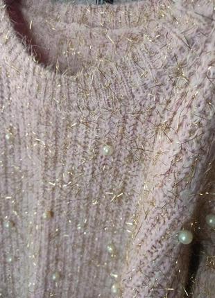 Ідеальний светр з люрексом та штучними жемчужинами 😍👍🥳💯🔥власна річ без запаху та дефектів 💯🔥3 фото