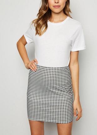 Короткая юбка в мелкую клеточку юбка в клетку new look спідниця коротка в клітинку міні