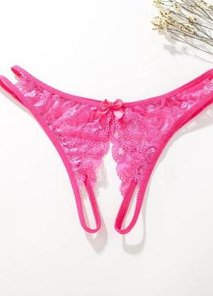 Стринги с дыркой малиновые - размер универсальный, резинка тянется до 86см