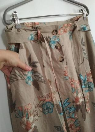 Лён вискоза 100% натуральная роскошная льняная юбка миди с карманами супер качество!!!3 фото