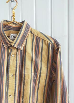 Рубашка из плотного хлопка катона в полоску zara мужская ,180/96 см, м2 фото