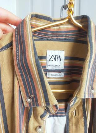 Рубашка из плотного хлопка катона в полоску zara мужская ,180/96 см, м4 фото