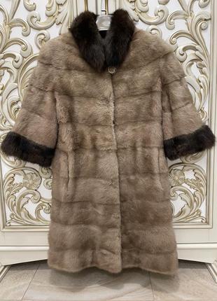 Норковая шуба langiotti италия с отделкой из соболя