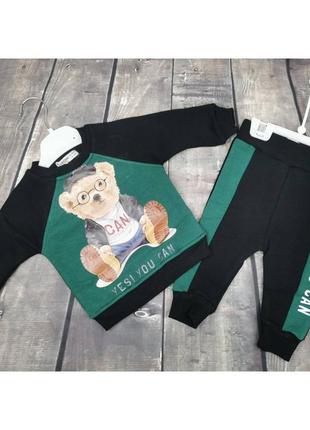 Утепленный костюм кофта і штани на флісі з ведмедиком1 фото