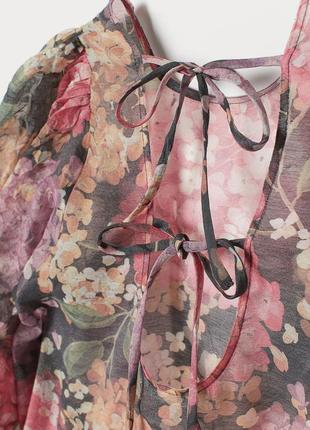 Шикарная блуза в цветочный принт h&m, блуза с пышными рукавами, летняя блуза3 фото