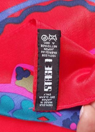 Японский ярко-красный шелковый платок!( 76 см на 80 см)7 фото