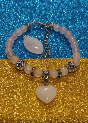 Браслет -розовый кварц 17 см.