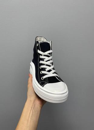 Шикарные женские высокие кеды на платформе converse ctas move hi black чёрные4 фото