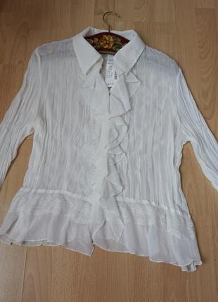 Шикарна блуза з мереживом кольору айворі