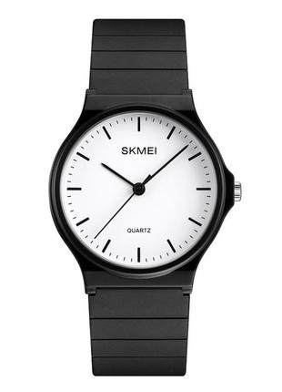 Жіночий годинник силіконовий skmei софт-тач чорний/білий