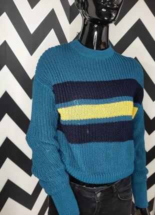 Изумрудный вязаный свитер2 фото