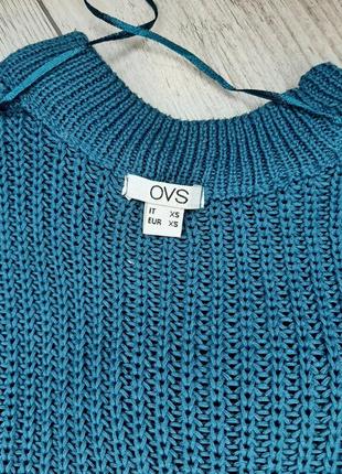 Изумрудный вязаный свитер5 фото