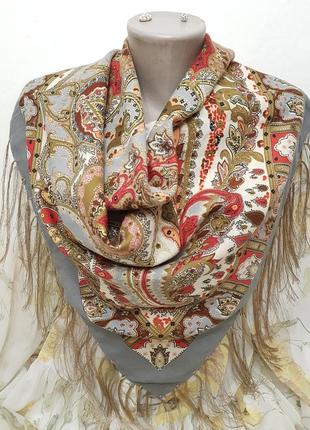 Шерсть! красивенный платок принт "турецкие огурцы"2 фото