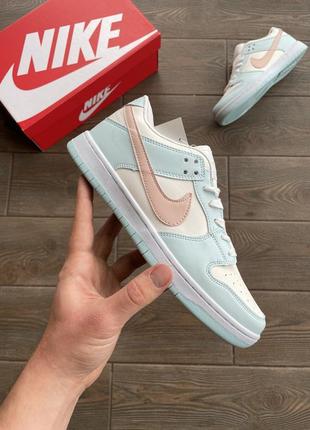 Nike sb dunk low голубые белые розовые низкие женские кроссовки