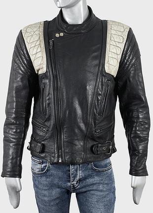 Вінтажна шкіряна чоловіча куртка, косуха, байкерська мотокуртка