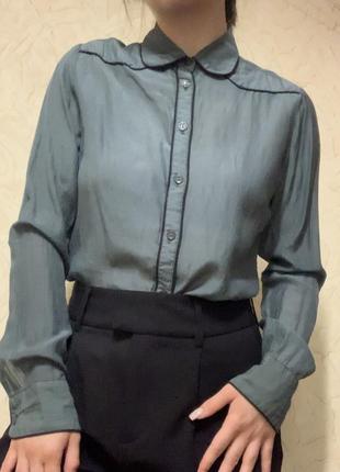 Смарагдова блуза, рубашка6 фото
