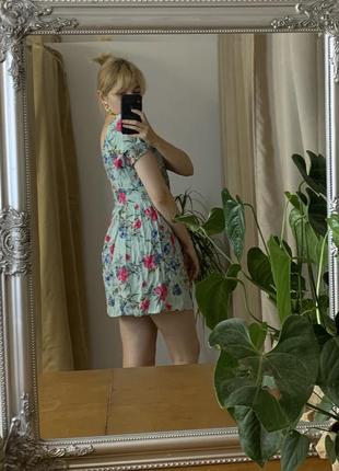 Сарафан блакитна сукня міні плаття у квітковий принт4 фото
