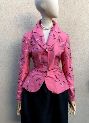 Шелк100%,розовый жакет с вышивкой,taifun,пиджак,блейзер,