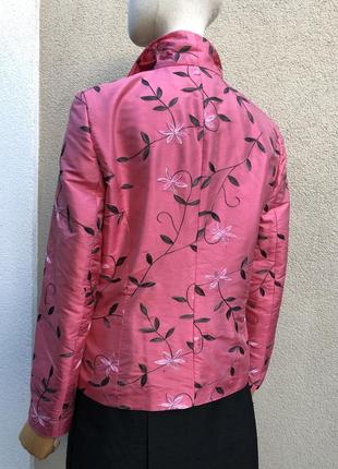 Шелк100%,розовый жакет с вышивкой,taifun,пиджак,блейзер,5 фото