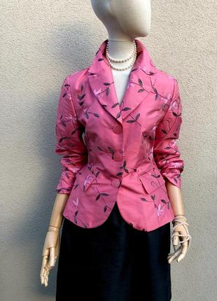 Шелк100%,розовый жакет с вышивкой,taifun,пиджак,блейзер,10 фото