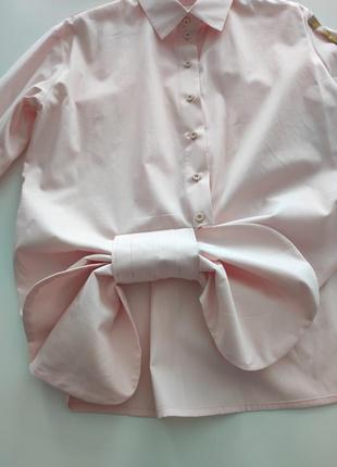 Красивая, эксклюзивная рубашка tais с бантом, новая. цвет нежно - розовая. размер s - m.4 фото