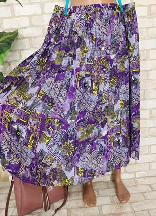 Новая нарядная просторная яркая юбка миди плиссе в стильный принт, размер 5-7хл8 фото