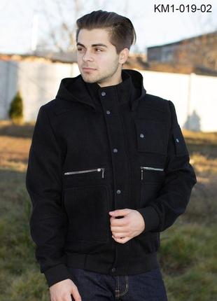 Куртка демісезонна з капюшоном, коротке пальто кашемірове