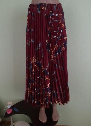 Сатиновая юбка плисе в принт версаче2 фото