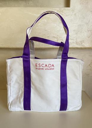 Двусторонняя пляжная сумка шоппер бренд escada оригинал2 фото