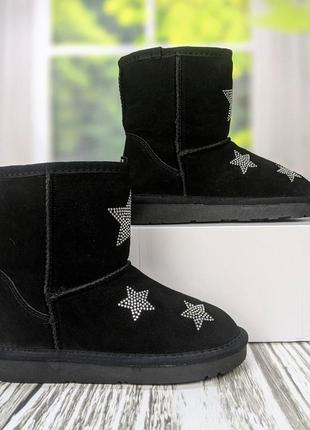 Уггі дитячі для дівчинки чорні натуральна замша