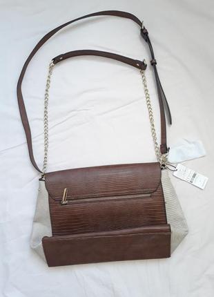 Новая вместительная коричнево-бежевая сумочка с длинной ручкой parfois3 фото