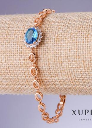 Браслет xuping з блакитними цирконами "топаз" s-5-13мм l-17-19см позолота 18 до