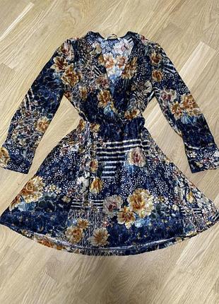 Оксамитове синє плаття zara