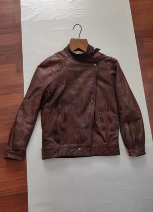 Стильна вінтажна куртка - косуха із натуральної шкіри3 фото