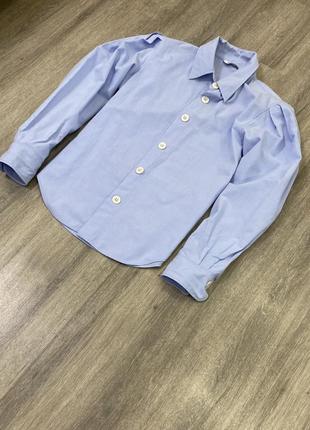 Zara женская голубая плотная рубашка блуза размер м/s в наличии оригинал на длинном рукаве zara3 фото