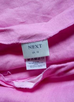 Розовая льняная прямая юбка с воланом4 фото