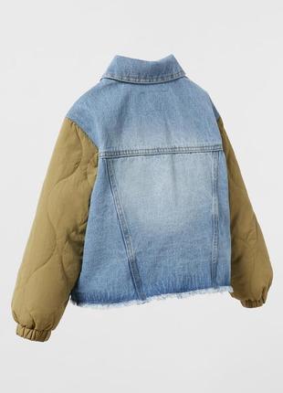 Комбинированная джинсовая деми куртка со стеганными рукавами 6 лет (116 см) / zara3 фото