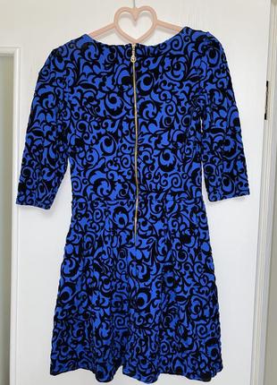 Платье синее с восточными бархатными узорами2 фото