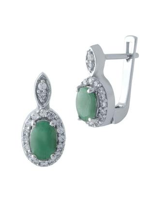 Серебряные серьги с натуральным изумрудом 0.863ct (1971826)