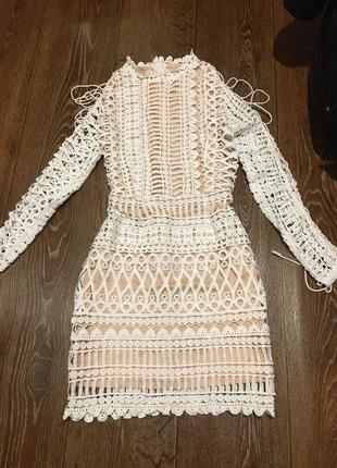 Ошатна оригінальна мереживна сукня missguided 34 розмір
