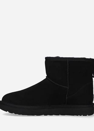 Сапоги зимние женские угги ugg classic mini side logo blk зимові уггі чоботи жіночі3 фото