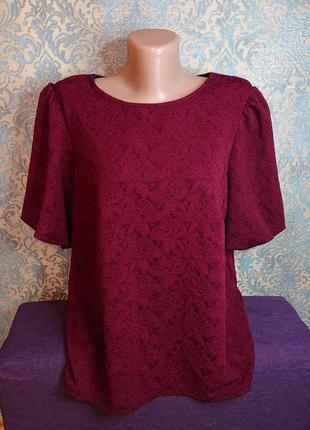 Красивая женская блуза фактурная ткань в цветы блузка блузочка большой размер батал 50 /52/54