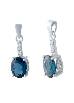 Серебряная подвеска с топазом лондон блю 1.042ct (2041221)