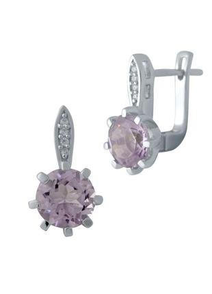Срібні сережки з натуральним аметистом 3.508 ct (2043034)