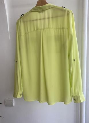 Шифонова блуза / сорочка кольору лайму3 фото