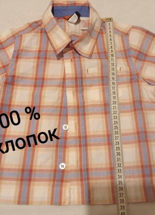 Хлопковая брендовая рубашка gap в клетку хлопок 100